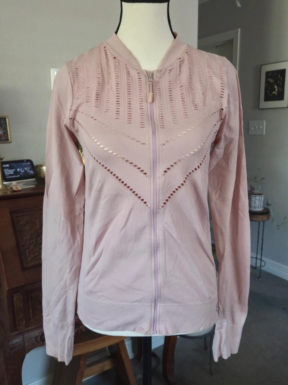 Marika Light Pink Long Sleeve Top with Ladder-Back Detail